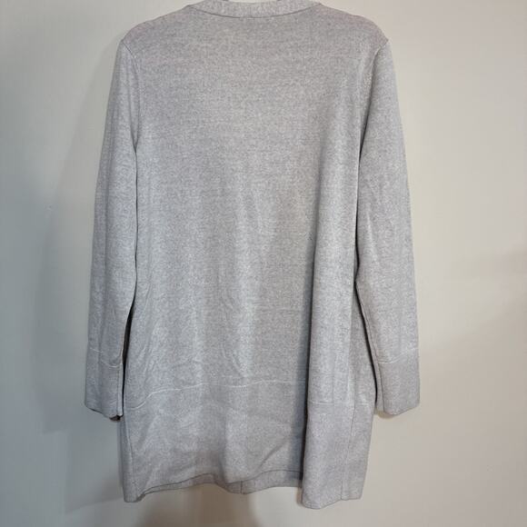 Eileen Fisher Merino Wool V-Neck Long Cardigan Pearl Sz M - Picture 3 of 15